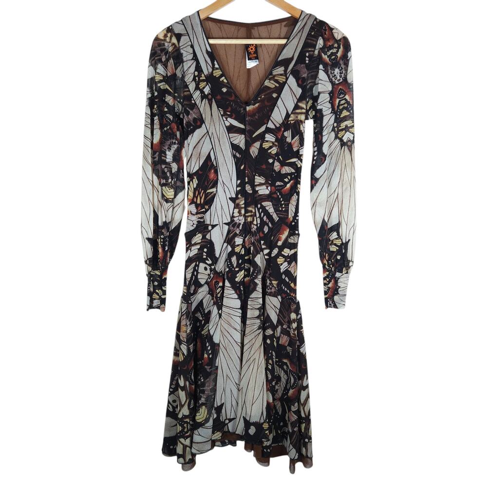 Vintage Jean Paul Gaultier Soleil Dress Medium Butterfly Sheer Mesh Y2K Glam - Picture 1 of 13